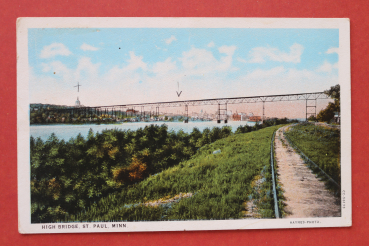 Postcard PC St Paul Minn Minnesota 1920-1940 High Bridge railway bridge USA US United States